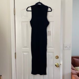 Black Ribbed Dress from Nordstrom, brand is Good American Size: 3/4